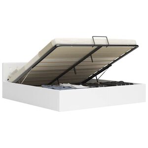 vidaXL Легло с повдигащ механизъм, бяло, изкуствена кожа, 180x200 cм