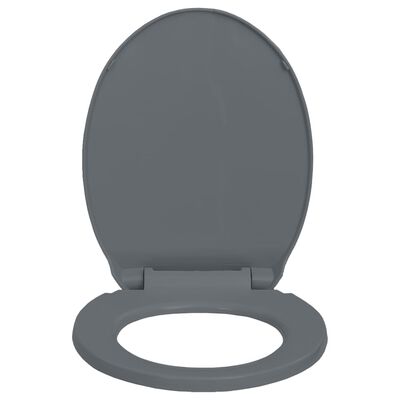 vidaXL Тоалетна седалка плавно спускане бързо освобождаване сива овал