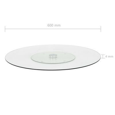 vidaXL Въртящо се плато за сервиране прозрачно 60 см закалено стъкло