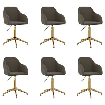 vidaXL Въртящи се трапезни столове, 6 бр, тъмносиви, кадифе