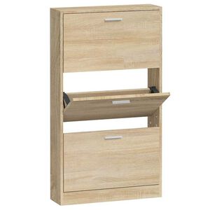 vidaXL Шкаф за обувки, дъб, 59x17x108 см, инженерно дърво