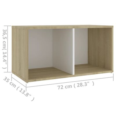 vidaXL ТВ шкаф, бяло и дъб сонома, 72x35x36,5 см, ПДЧ