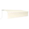 vidaXL Ръчно прибиращ се сенник с щора и LED, 6x3 м, кремав