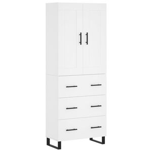 vidaXL Висок шкаф, бял, 69,5x34x180 см, инженерно дърво