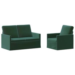 vidaXL Комплект дивани 2 pcs Тъмнозелено Кадифе