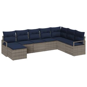 vidaXL Комплект дивани с възглавница 8 pcs Сив полиратан