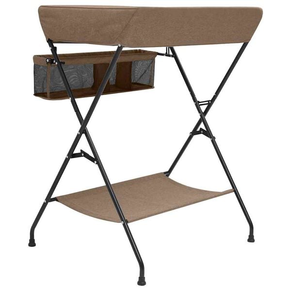 vidaXL Маса за повиване, таупе, желязо