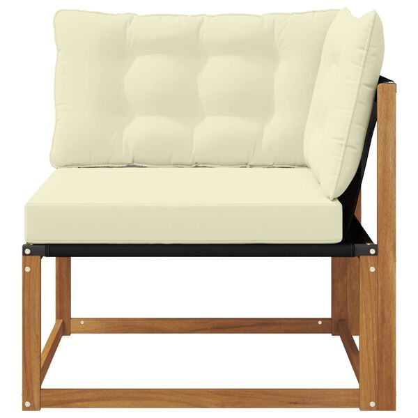 vidaXL Външен ъглов диван Солидно акациево дърво Естествен