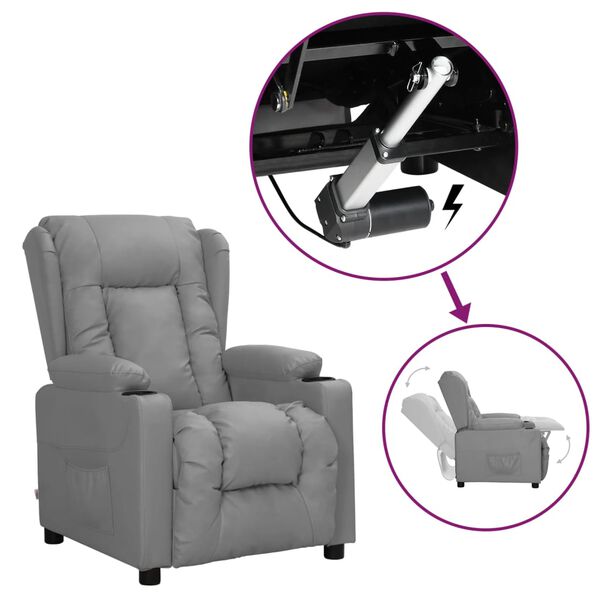 vidaXL Изправящ стол, сив, изкуствена кожа