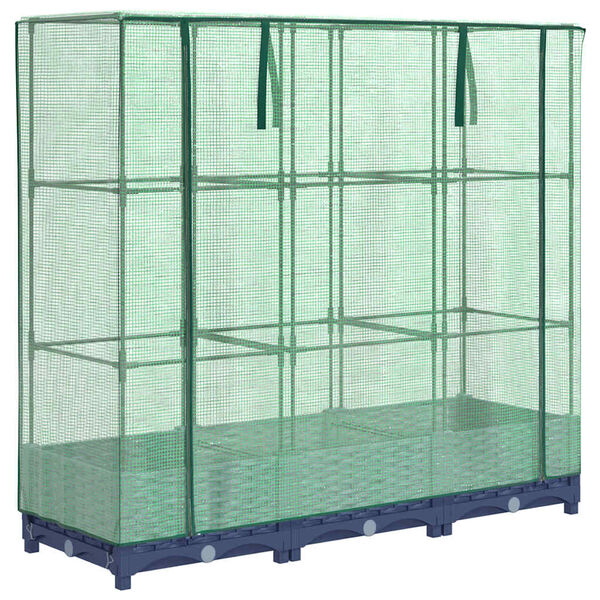 vidaXL Повдигнато легло с покривало за оранжерия, ратанова имитация, 120x40x123 см