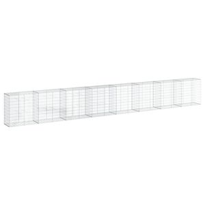 vidaXL Габионна кошница с покритие, 800x50x100 см, поцинковано желязо