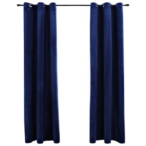 134828 vidaXL Blackout Curtains with Rings 2 pcs Navy Blue 37"x63" Velvet (US only) - Untranslated