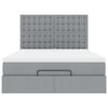 vidaXL Османско легло с матрак & Светодиоди Светло сиво 140x190cm Плат