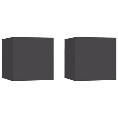 vidaXL ТВ шкафове за стенен монтаж, 2 бр, сиви, 30,5x30x30 см