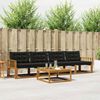 vidaXL Комплект дивани за открито 5 pcs Естествено и черно