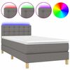 vidaXL Боксспринг легло с матрак и LED, тъмносиво, 80x200 см, плат