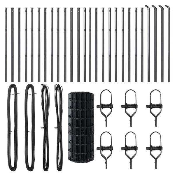 vidaXL Ограда с пост Сив 0,6 x 50 м Стомана и PVC