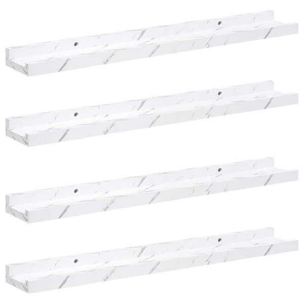 vidaXL Стенен рафт 4 pcs Бял мрамор 60 x 9 x 3 cm Инженерно дърво