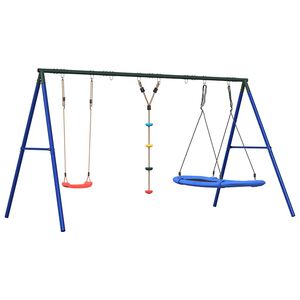 vidaXL Външен комплект с люлка седалка, люлка с дискове и люлка гнездо