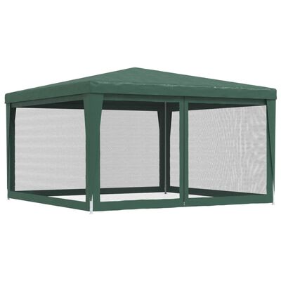 vidaXL Парти палатка с 4 мрежести странични стени зелена 4x4 м HDPE