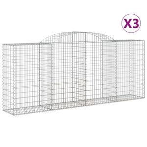 vidaXL Габионни кошници арка 3 бр 300x50x120/140см поцинковано желязо