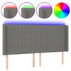 vidaXL LED горна табла за легло, тъмносива, 163x16x118/128 см, плат