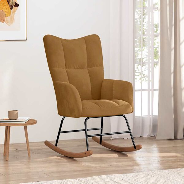 vidaXL Люлеещ стол, кафяв, кадифе