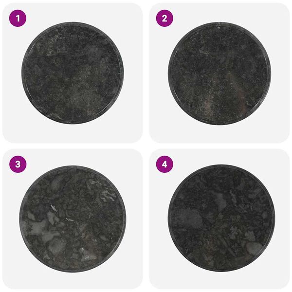 vidaXL Плот за маса, черен, &Oslash;60x2,5 см, мрамор