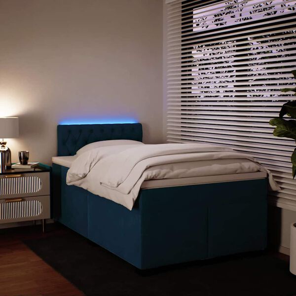 vidaXL Боксспринг легло с матрак, синьо, 120x200 см, кадифе