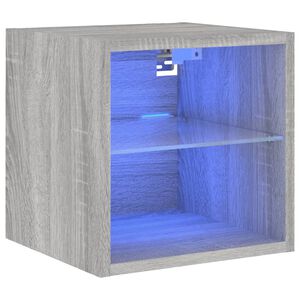 vidaXL Стенен ТВ шкаф с LED осветление, сив сонома, 30x28,5x30 см