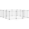 vidaXL Клетка за домашни любимци с 12 панела и врата, черна, 105x105x35 см, стомана