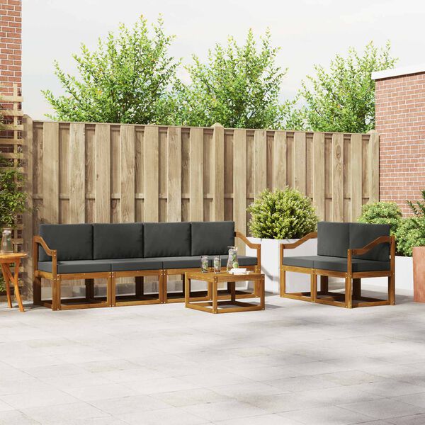 vidaXL Комплект дивани за открито 7 pcs Натурален и Антрацит