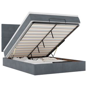 vidaXL Османска легло с матраци и LED, тъмносиво, 140x190 см, кадифе