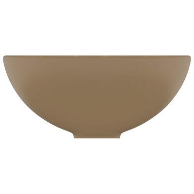 vidaXL Мивка за баня лукс кръгла кремав мат 32,5x14 см керамика