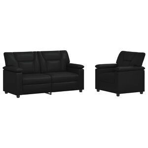 vidaXL Комплект дивани 2 pcs Черно Изкуствена