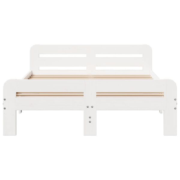 vidaXL Рамка за легло без матрак, бял, 200x200 см, бор масив