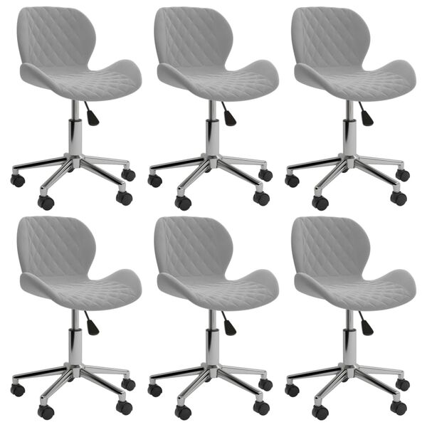 vidaXL Въртящи се трапезни столове, 6 бр, светлосиви, кадифе