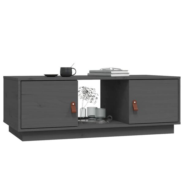 vidaXL Кафе маса, сива, 100x50x35 см, бор масив