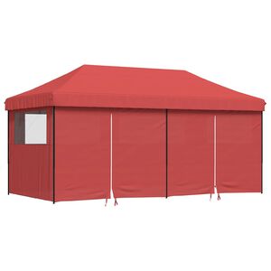 vidaXL Сгъваема парти шатра pop-up с 4 странични стени бордо