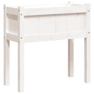 vidaXL Градинска кашпа с крака, бели, 70x31x70 см, бор масив