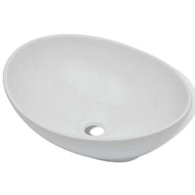 vidaXL Керамична мивка, 40x33 см, овална, бяла