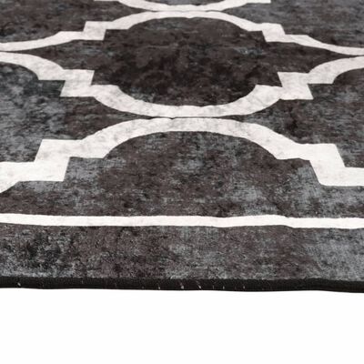 vidaXL Перящ се килим, черно и бяло, 80x150 см, противоплъзгащ