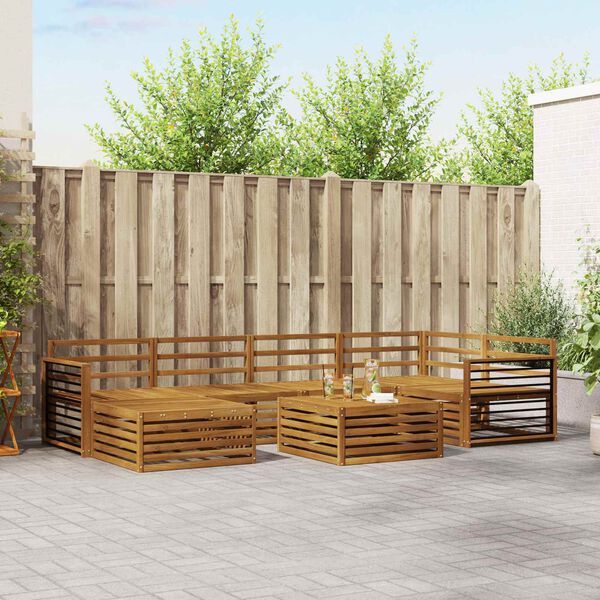 vidaXL Комплект дивани за открито 7 pcs Естествен