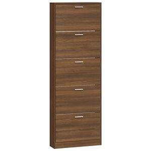 vidaXL Шкаф за обувки, кафяв дъб, 59x17x169 см, инженерно дърво
