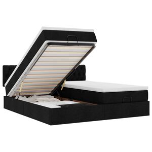 vidaXL Османска легло с матраци, черно, 160x200 см, плат