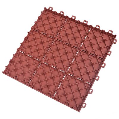 vidaXL Декинг плочки, 10 бр, червени, 30,5x30,5 см, пластмаса