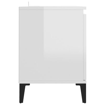 vidaXL ТВ шкаф с метални крака, бял гланц, 103,5x35x50 см