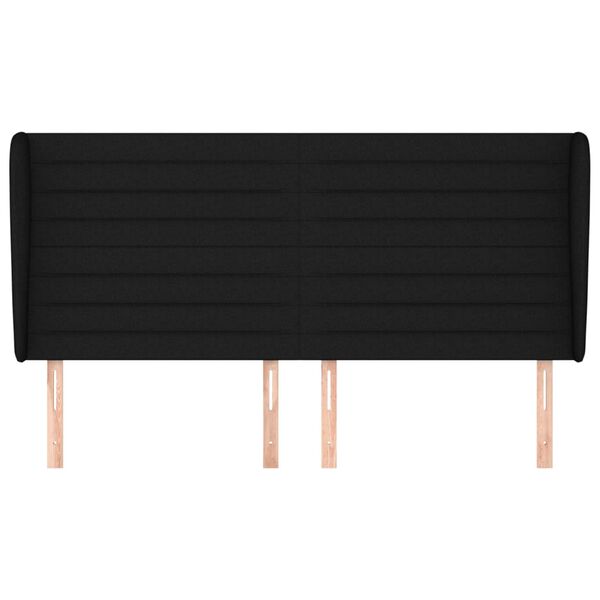 vidaXL Горна табла за легло с уши, черна, 203x23x118/128 см, плат