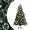 vidaXL Изкуствена коледна елха с топки 120 см 150 LED светодиода