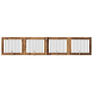 vidaXL Врата за кучета с поставки 4 pcs Старо дърво 100 x 80 cm